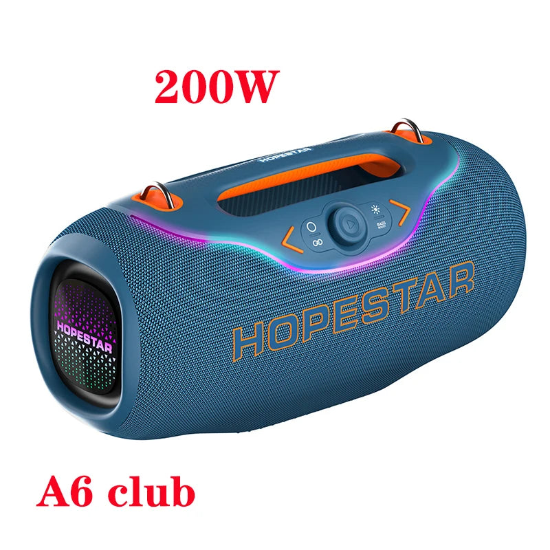 HOPESTAR A6 CLUB Alto-falante Bluetooth Super Bass 200W - Emparelhamento TWS de última geração, IPX6 à prova d'água, sistema de áudio portátil para festas ao ar livre
