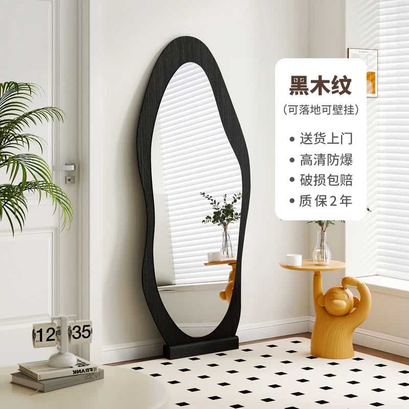 Espelho ondulado minimalista, tamanho grande, irregular, meninas, corpo inteiro, maquiagem, assimétrico, dobras, decorações de quarto