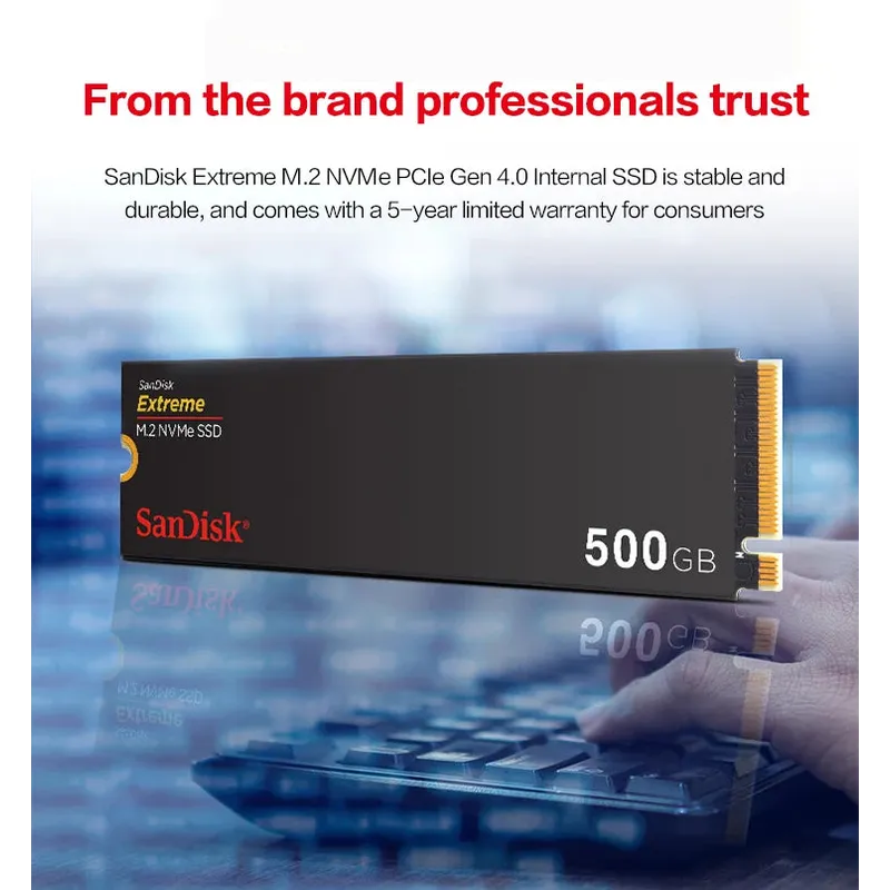 SanDisk Extreme SSD M.2 NVME PCle Gen4.0 500GB1TB2TB Sequential Read speed up to5150MB/s M.2 2280 PCIe Gen3x4Solid State Drive