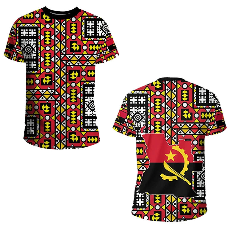 Angola bandeira mapa impressão 3d t camisa para roupas masculinas emblema nacional esporte camisa dashiki festival presente feminino tshirt crianças streetwear