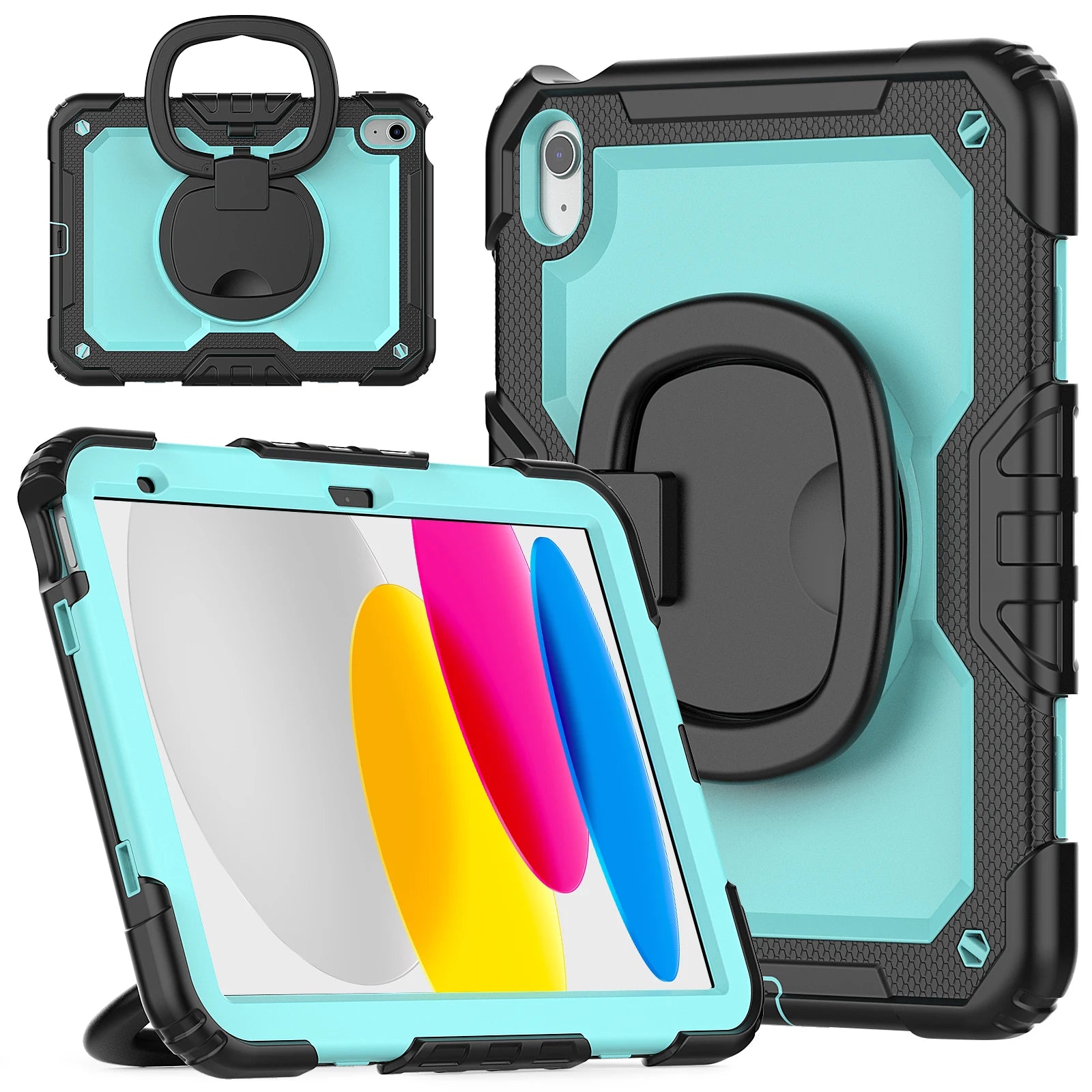 Capa com Alça Universal para iPad A16 2025 11ª Geração 10.9 2022 10ª Geração. Com Alça de Ombro, Suporte Giratório 360°, Capa Híbrida para Crianças