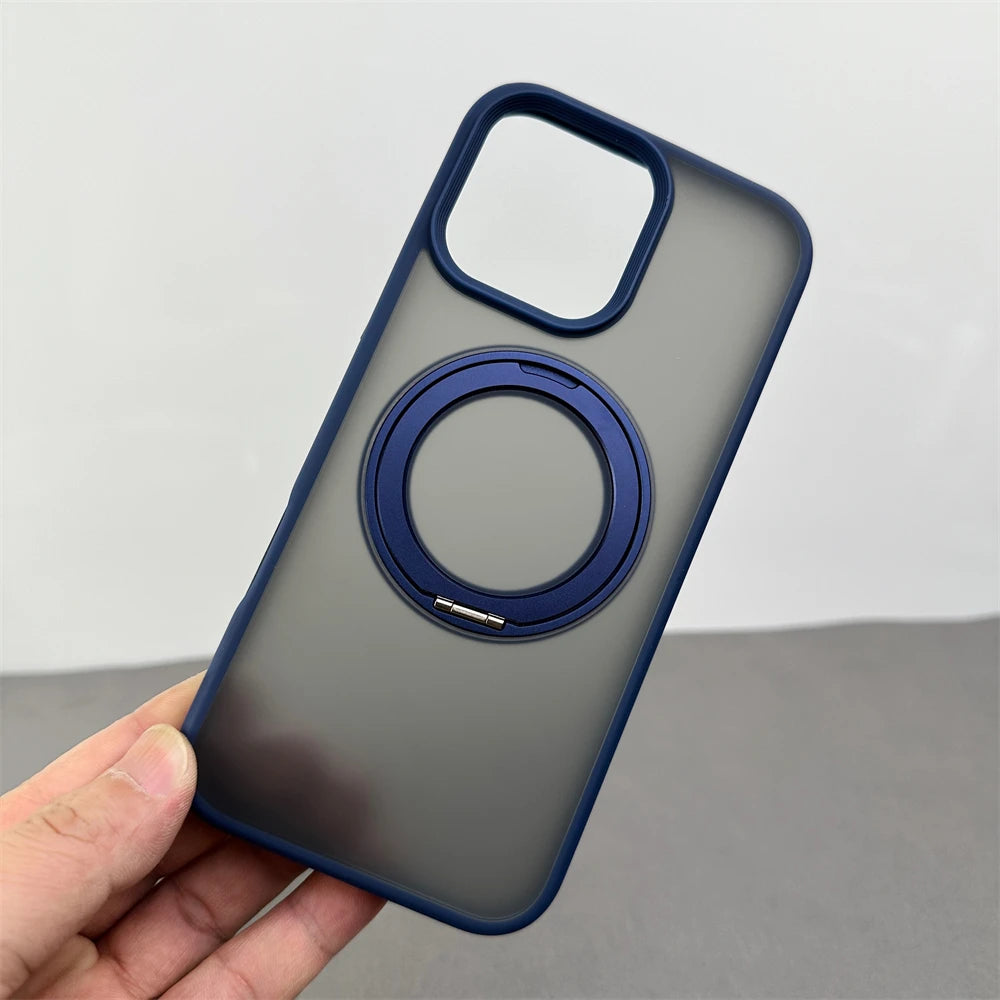360 °   Rotação de metal anel titular magnético pára-choques caso para iphone 16 pro max 15 14 13 para magsafe carga sem fio capa à prova de choque