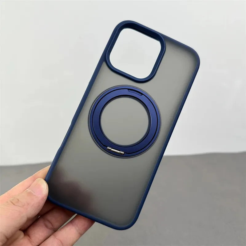 360° Rotation Metal Ring Holder Magnetic Bumper Case for iPhone 16 Pro Max 15 14 13 For Magsafe Wireless Charge Shockproof Cover