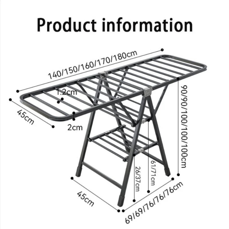 Casa interior dobrável vertical vloth rack de secagem varanda aço roupas rodas secador removível colcha torre prateleira suporte lavanderia