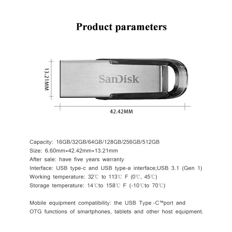 Original SanDisk Ultra Flair CZ73 USB 3.0 Flash Drive 32GB 64GB Memory Stick 128GB 256GB 16GB USB Pen Drive U Disk For Computer