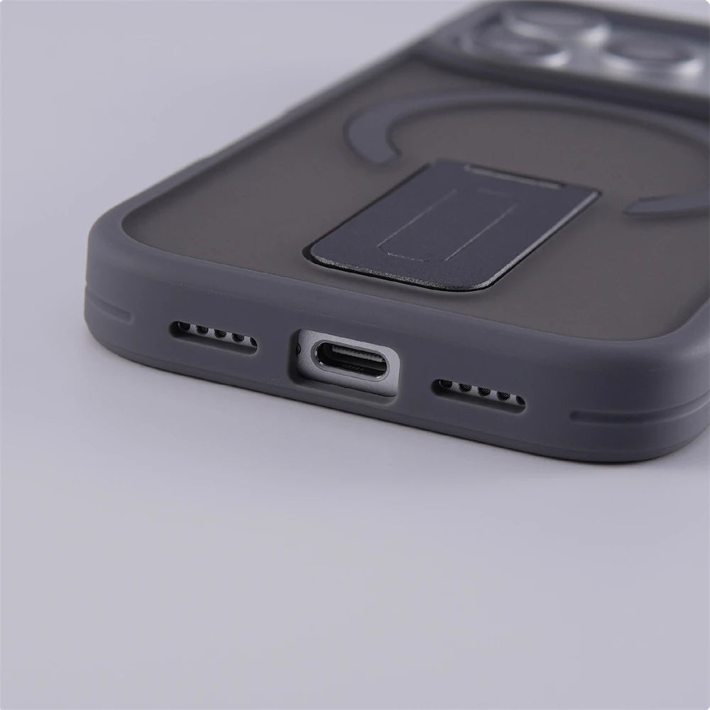 Luxo fosco translúcido titular caso magnético para iphone 17 pro max ar 16 15 plus 14 13 12 para magsafe pára-choques capa à prova de choque
