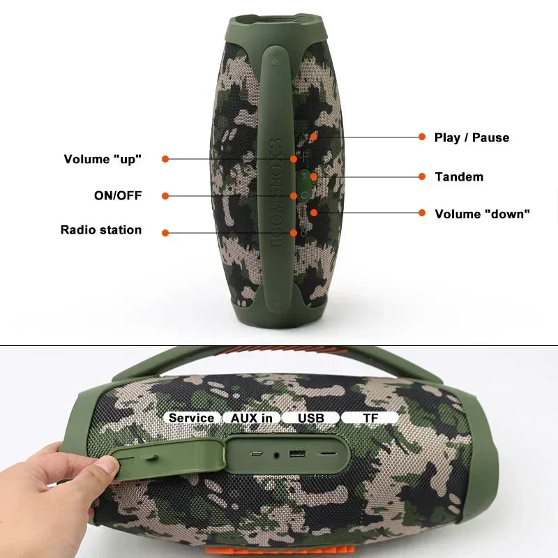 Portátil à prova d100 água 100w de alta potência bluetooth alto-falante rgb luz colorida sem fio subwoofer 360 estéreo surround tws boom box