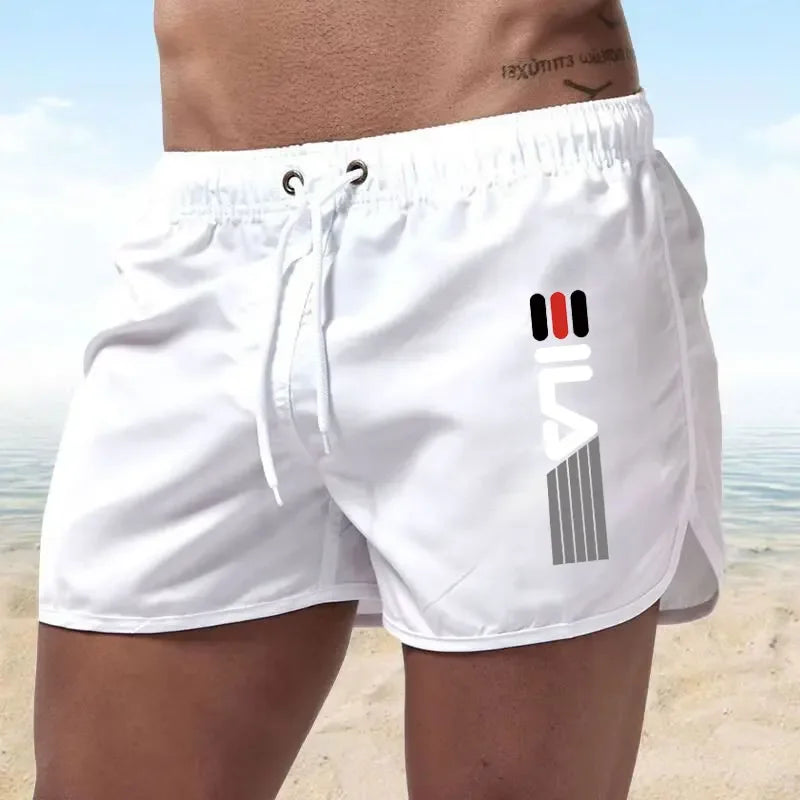 Calções de verão dos homens de secagem rápida calções de banho respirável net secagem rápida surf praia calças de fitness dos homens calções de cintura elástica