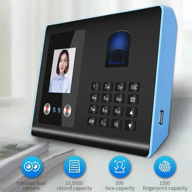 Máquina de atendimento com reconhecimento facial, dispositivo de verificação de impressão digital para funcionários, equipamento de cartão perfurado com senha digital, presente grátis, disco u
