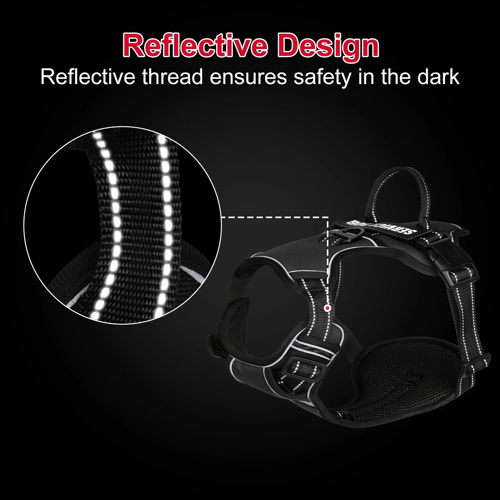 Arnês para cães ajustável de nylon sem puxar colete com remendo para cães 4psc, arnês reflexivo para animais de estimação para cães pequenos, médios e grandes