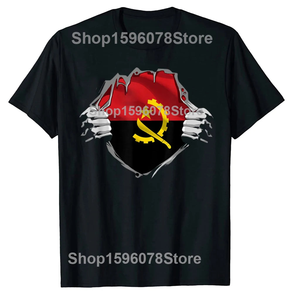 Venda quente orgulhoso bandeira da angola camiseta super angolan herança casual moda solta homem tshirt streetwear harajuku y2k masculino t