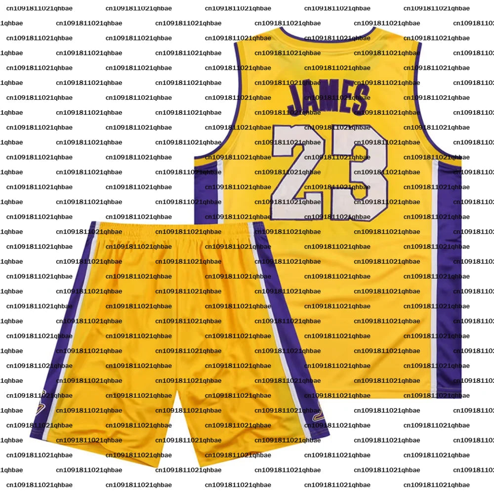 Lakers LeBron James com decote em V no 23 Jersey de secagem rápida respirável terno esportivo infantil adulto manga curta + shorts conjunto de 2 peças