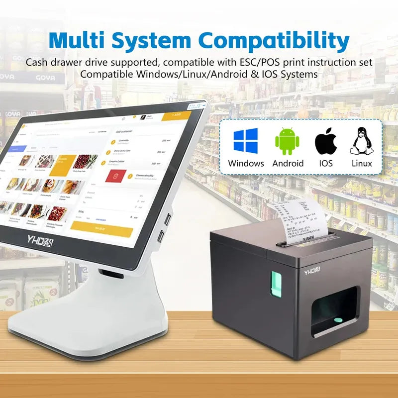 YHD-8390 Thermal Printer,80mm USB/USB+LAN/USB+BT/USB+BT+LAN+WIFI/USB+WIFI ESC/POS Printer, Compatible with Windows/Linux/MAC OS