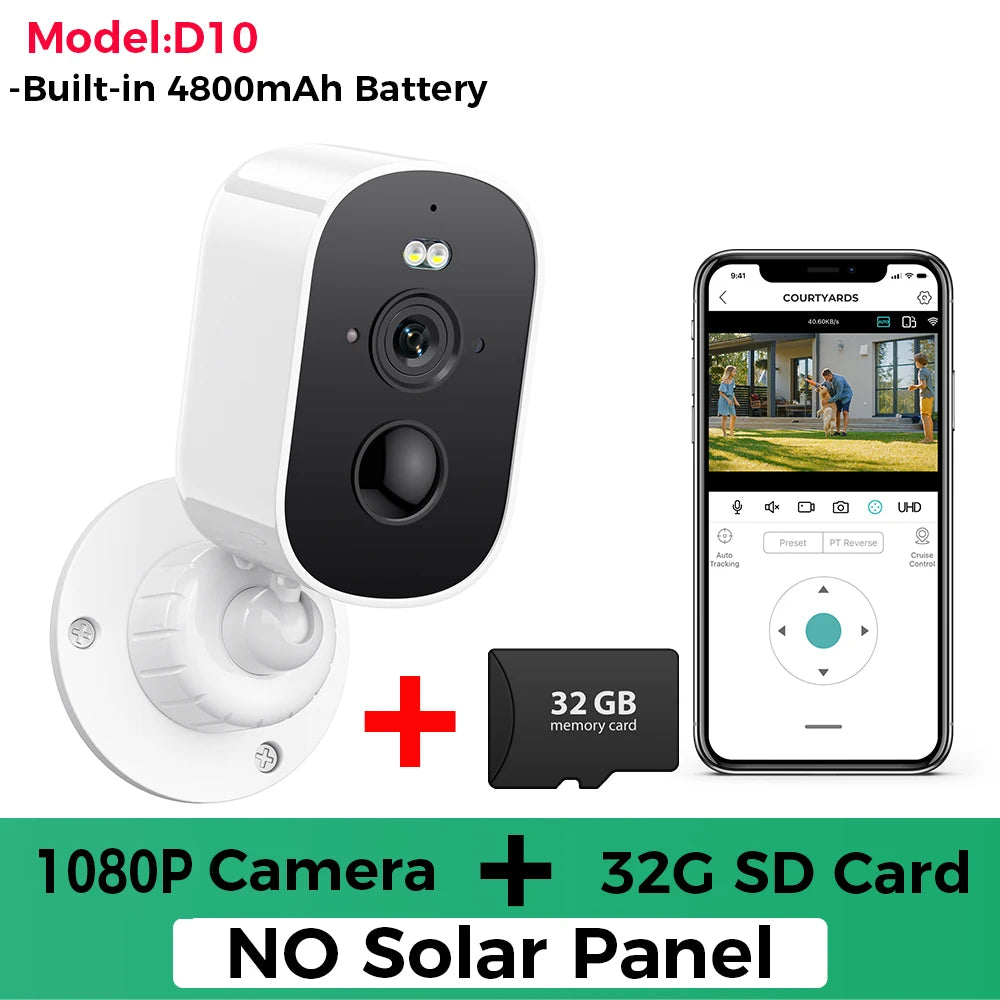 1080p wifi câmera solar ao ar livre sem fio alimentado por bateria bala câmera de segurança pir alarme movimento armazenamento em nuvem áudio em dois sentidos