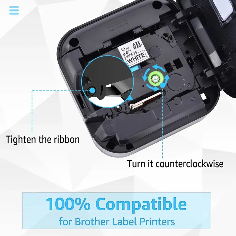 GREENCYCLE 10PCS TZe231 241 251 335 Ribbon Compatible for Brother Ptouch Maker Black on white Label tape 6mm 9mm 12mm 18mm 24mm