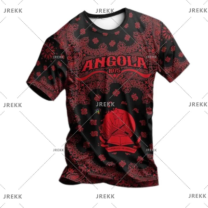 Angola bandeira mapa impressão 3d t camisa para roupas masculinas emblema nacional esporte camisa dashiki festival presente feminino tshirt crianças streetwear