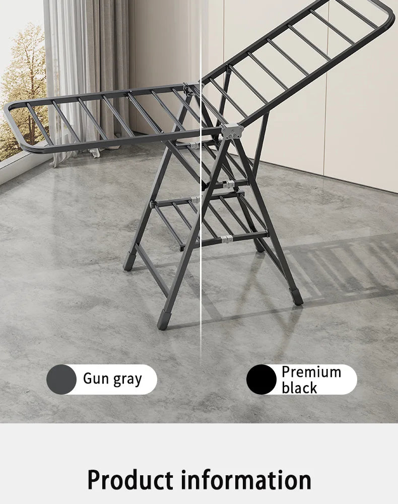 Casa interior dobrável vertical vloth rack de secagem varanda aço roupas rodas secador removível colcha torre prateleira suporte lavanderia