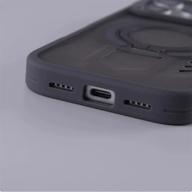 Matte Translucent Magnetic Holder Bumper Case for iPhone 17 Pro Max Air 16 15 14 Plus 13 12 For Magsafe Wireless Charge Cover