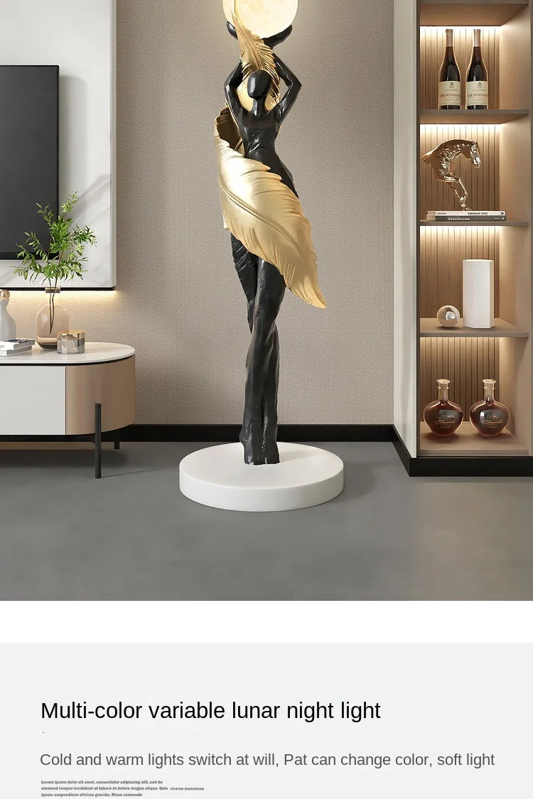 Home Decor Pena Abstrata Menina Arte Escultura, Tamanho Grande Figura Estátua, Sala de Estar Decoração Pavimento, Resina Artesanato Presente, Arte Moderna Ornamento