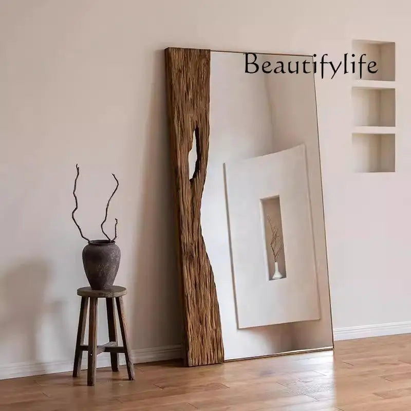 X corpo inteiro espelho moderno em pé moldura de madeira luz luxo vestir arte espelho estético piso design espejos produtos para casa
