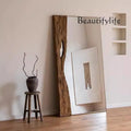 X corpo inteiro espelho moderno em pé moldura de madeira luz luxo vestir arte espelho estético piso design espejos produtos para casa