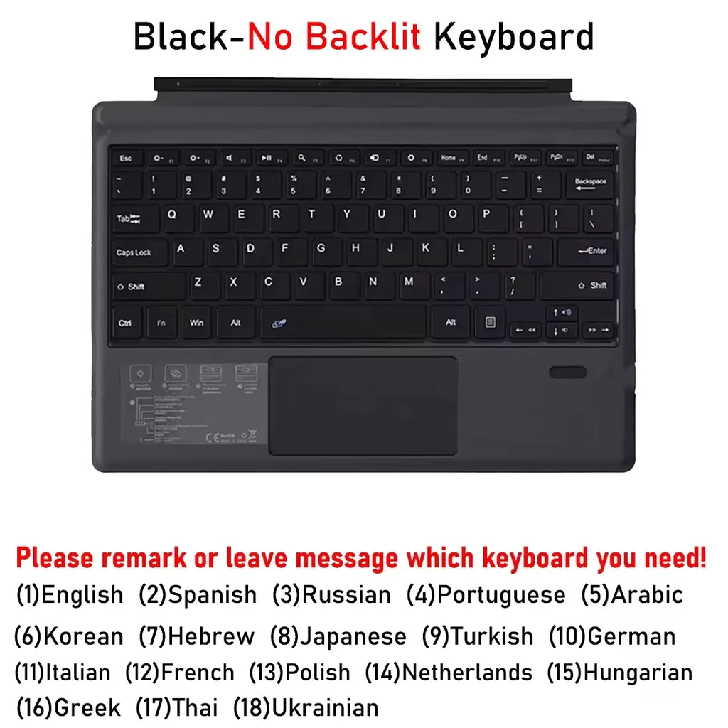 Teclado Bluetooth Retroiluminado para Microsoft Surface Pro 3 4 5 6 7 7+/Microsoft Surface Pro 8 9 10 11 X 13inch, Teclado Trackpad Teclado Sem Fio,Teclado português
