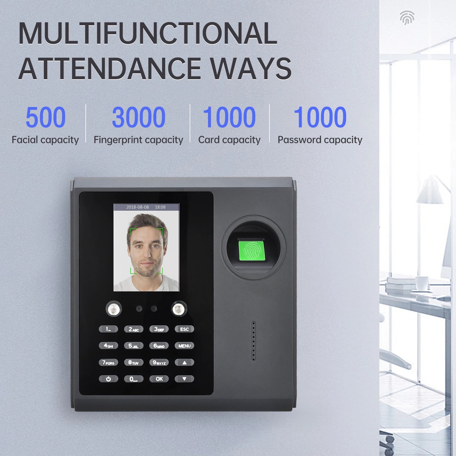Máquina de tempo relógio de tempo máquina de atendimento empregado biométrico impressão digital senha máquina de comparecimento relógio de tempo