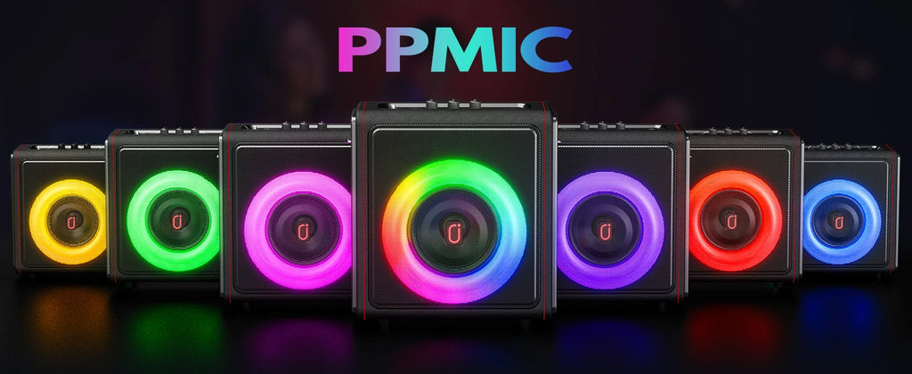 Máquina de karaokê portátil, alto-falante Bluetooth com microfones, sistema PA com 2 microfones de karaokê, luzes de discoteca para festas em casa