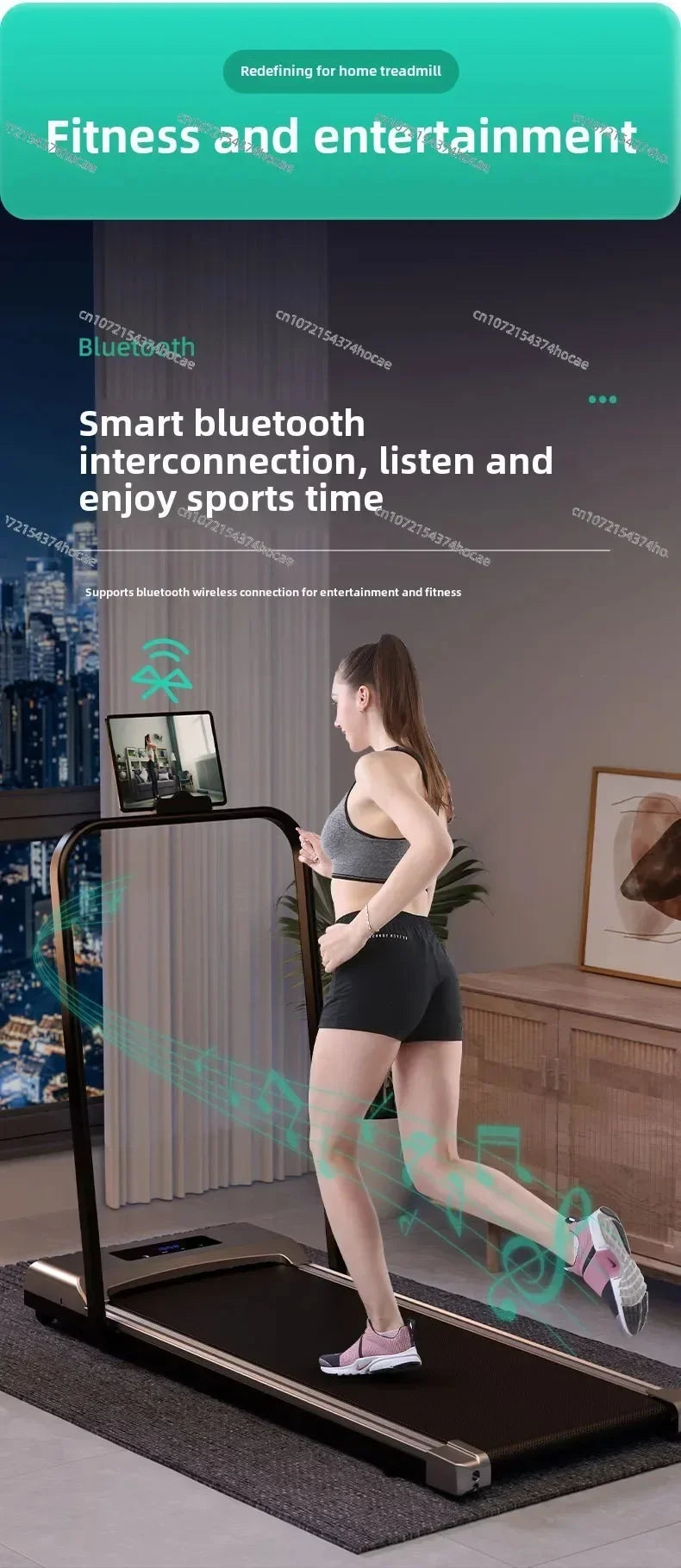 Cama plana doméstica/equipamento de fitness interno silencioso para queima de gordura pequena/tapete dobrável