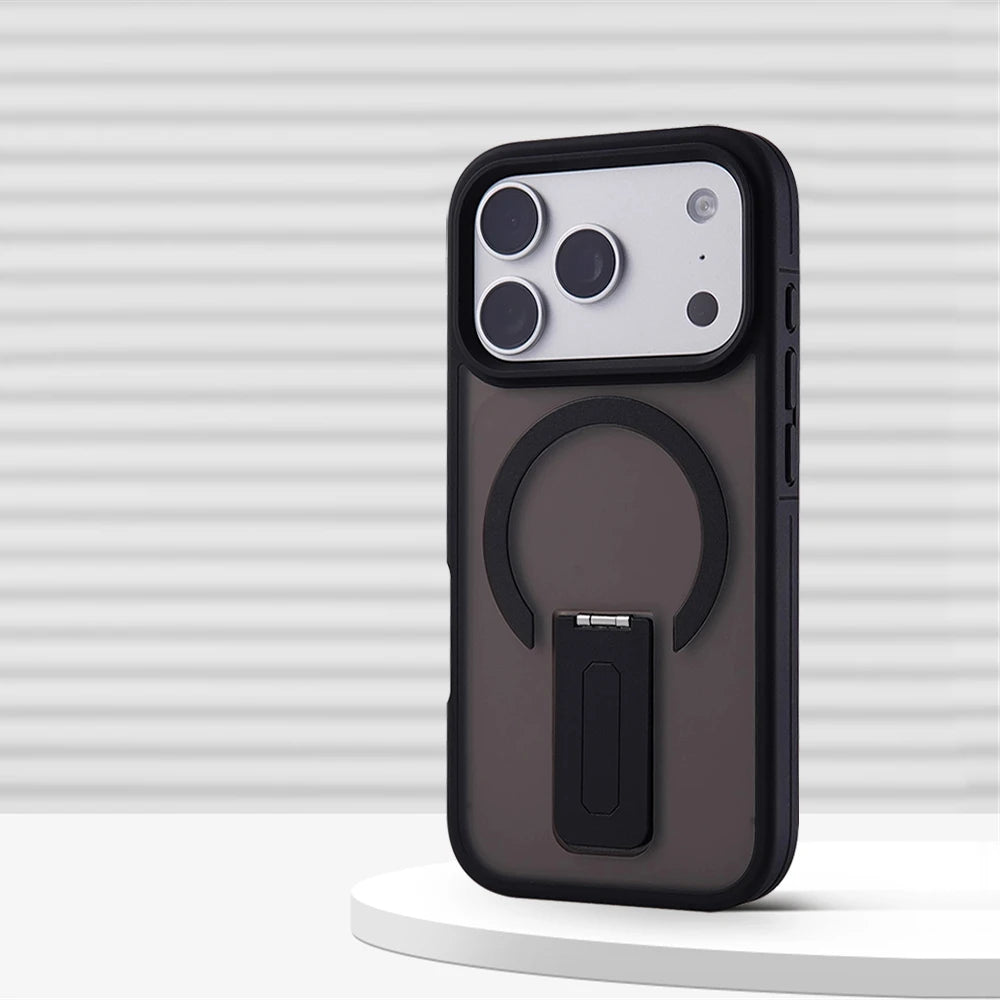 Luxo fosco translúcido titular caso magnético para iphone 17 pro max ar 16 15 plus 14 13 12 para magsafe pára-choques capa à prova de choque