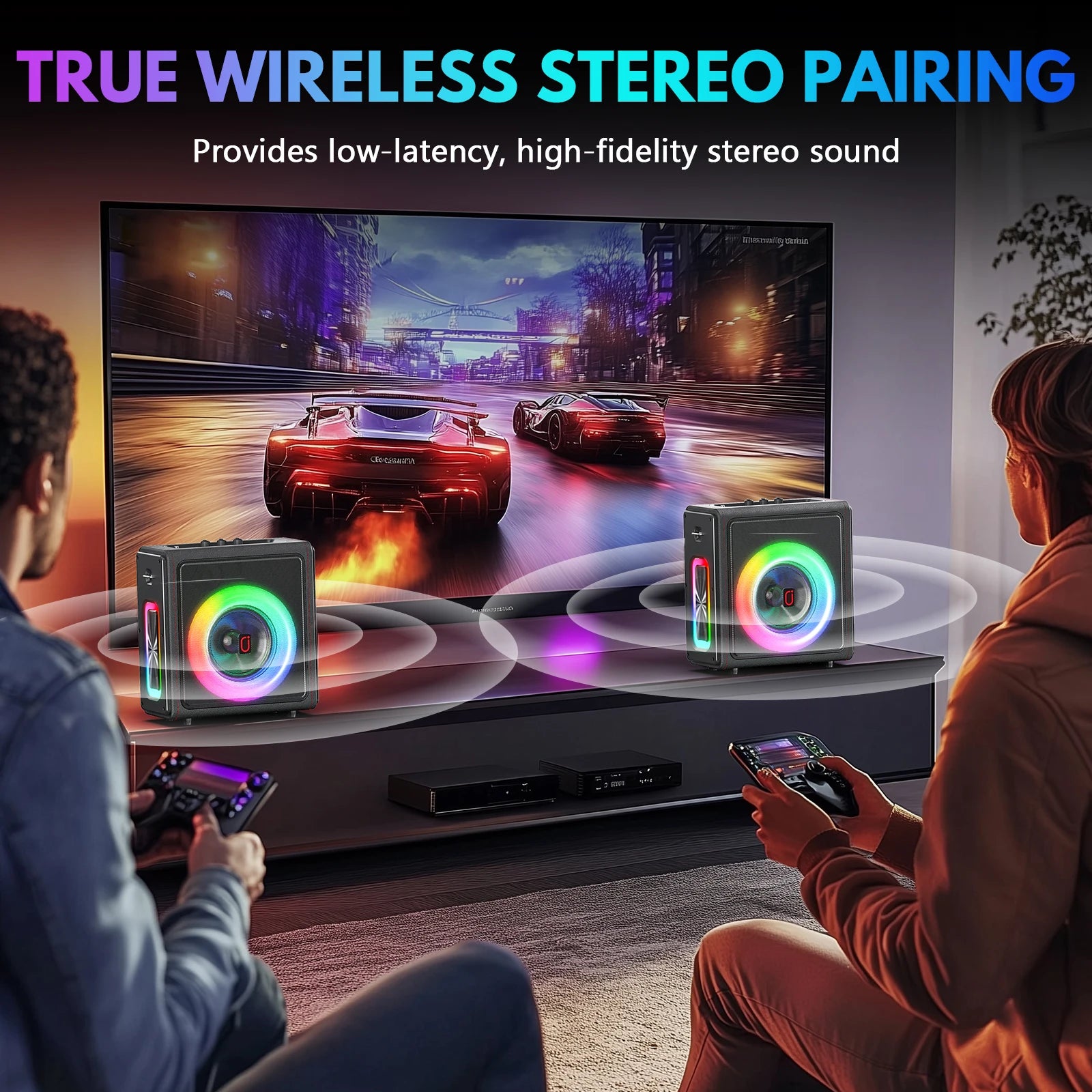 Máquina de karaokê portátil, alto-falante Bluetooth com microfones, sistema PA com 2 microfones de karaokê, luzes de discoteca para festas em casa