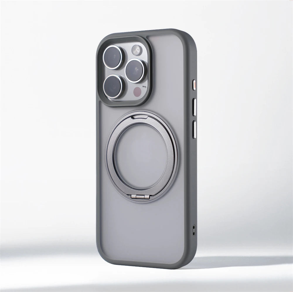 360 °   Rotação de metal anel titular magnético pára-choques caso para iphone 16 pro max 15 14 13 para magsafe carga sem fio capa à prova de choque