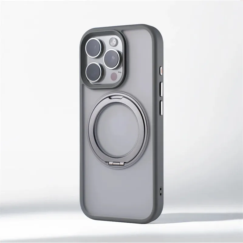 360° Rotation Metal Ring Holder Magnetic Bumper Case for iPhone 16 Pro Max 15 14 13 For Magsafe Wireless Charge Shockproof Cover