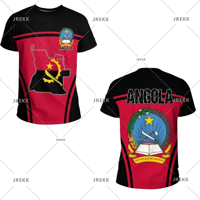 Angola bandeira mapa impressão 3d t camisa para roupas masculinas emblema nacional esporte camisa dashiki festival presente feminino tshirt crianças streetwear