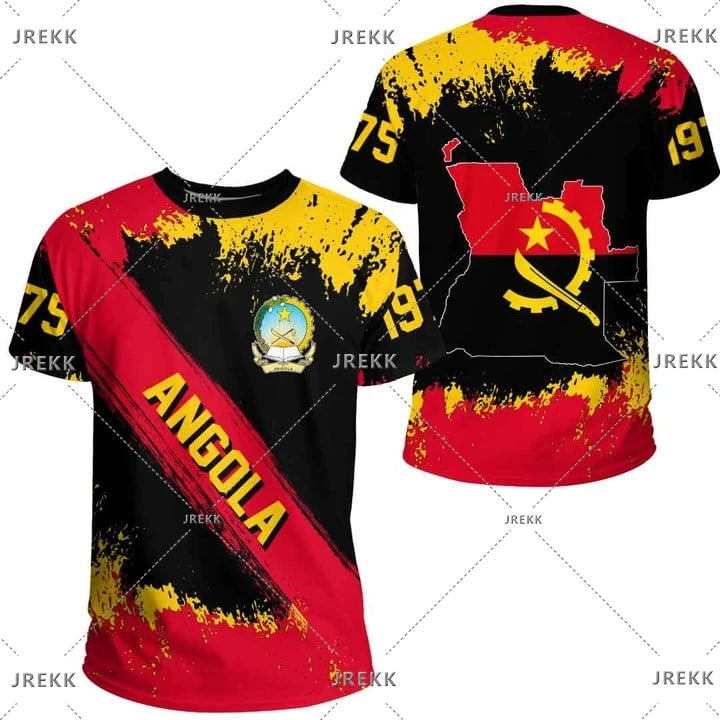Angola bandeira mapa impressão 3d t camisa para roupas masculinas emblema nacional esporte camisa dashiki festival presente feminino tshirt crianças streetwear