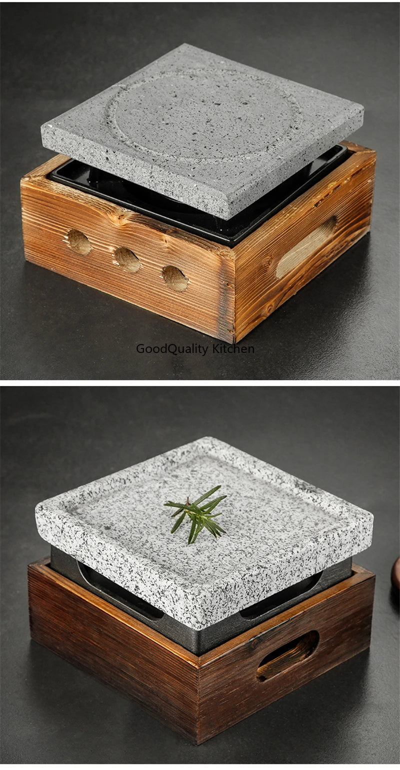 Churrasco Japonês Stone Grill Plate, Bandeja De Cozimento De Pedra, Bife De Alta Temperatura, Rocha Vulcânica, Prato De Churrasco