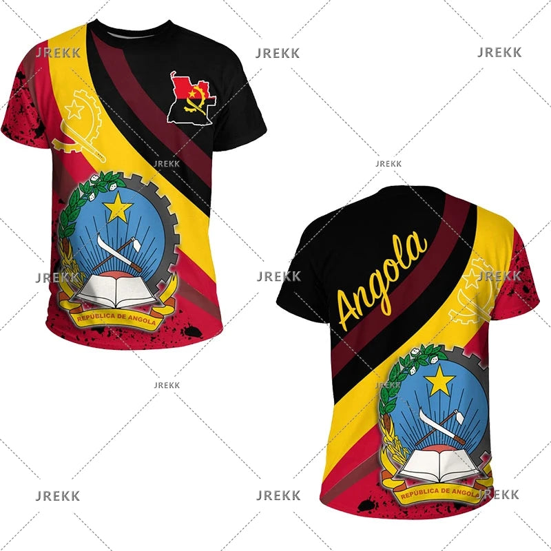 Angola bandeira mapa impressão 3d t camisa para roupas masculinas emblema nacional esporte camisa dashiki festival presente feminino tshirt crianças streetwear