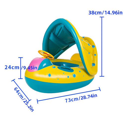 1pc anel de assento de guarda-sol amarelo com volante piscina inflável flutuante assento de bebê