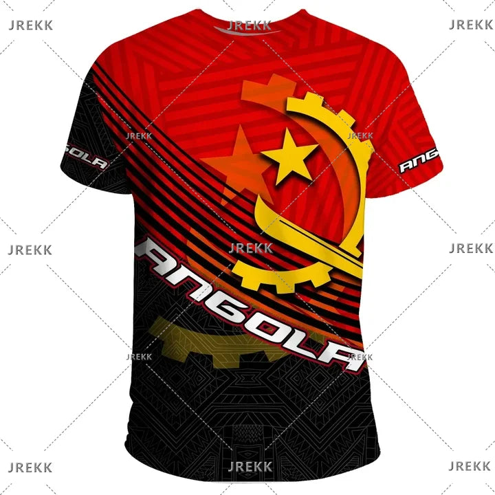 Angola bandeira mapa impressão 3d t camisa para roupas masculinas emblema nacional esporte camisa dashiki festival presente feminino tshirt crianças streetwear