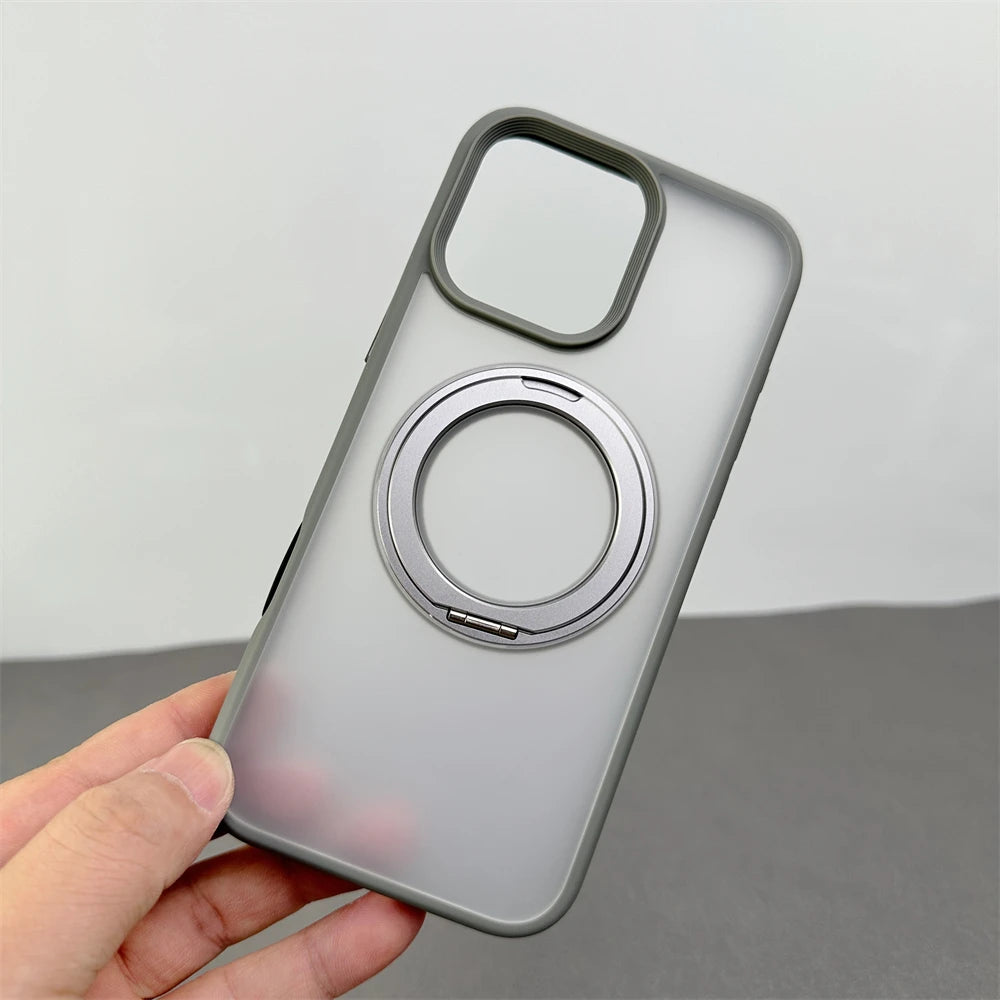 360 °   Rotação de metal anel titular magnético pára-choques caso para iphone 16 pro max 15 14 13 para magsafe carga sem fio capa à prova de choque