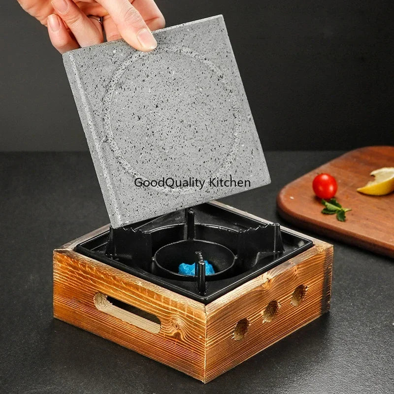 Churrasco Japonês Stone Grill Plate, Bandeja De Cozimento De Pedra, Bife De Alta Temperatura, Rocha Vulcânica, Prato De Churrasco