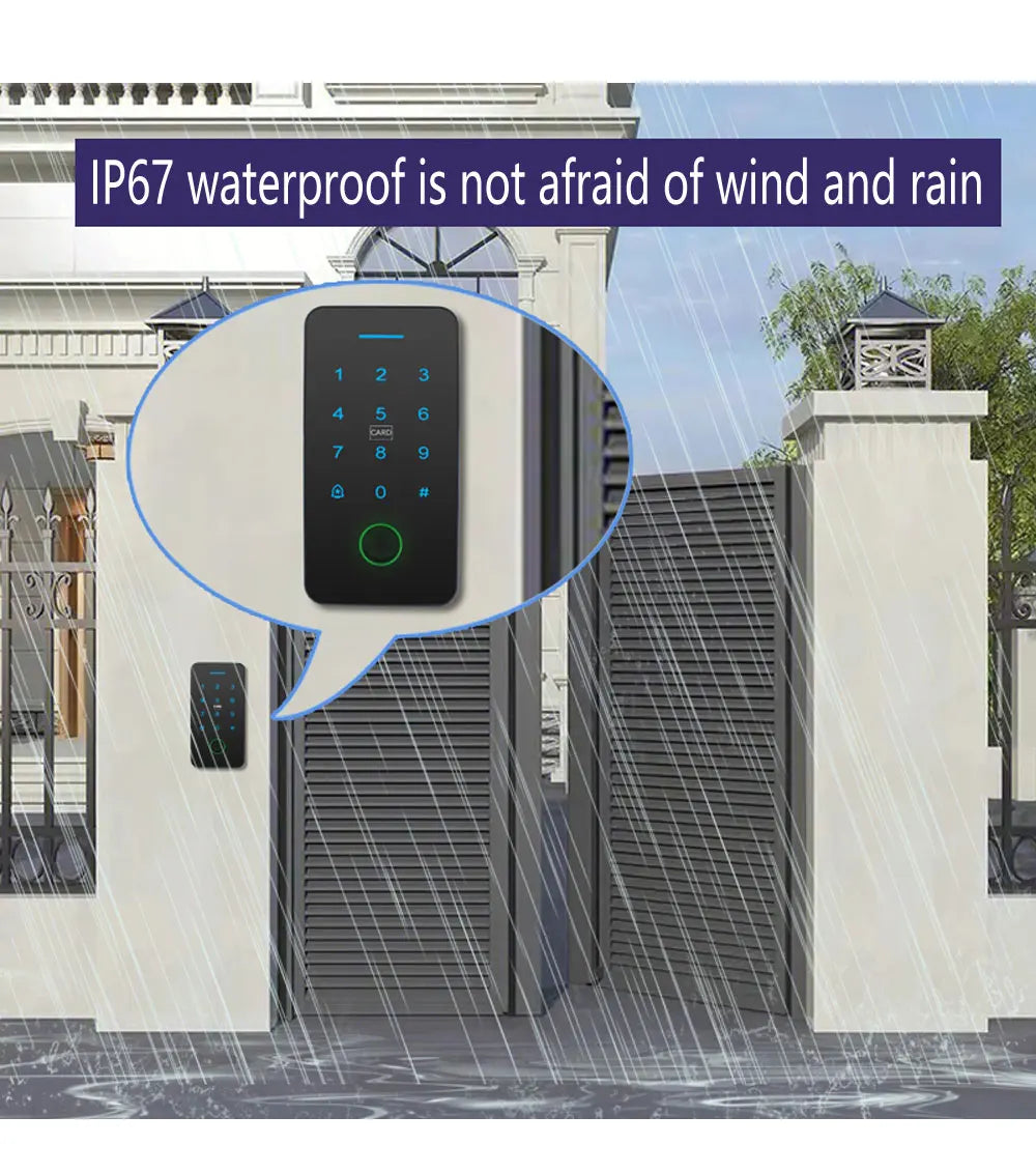 Waterproof NFC Bluetooth Tuya APP Controle De Acesso, Controle De Acesso De Impressão Digital Biométrico, Cartão RFID, Bloqueio Da Porta Do Teclado, 13.56Mhz