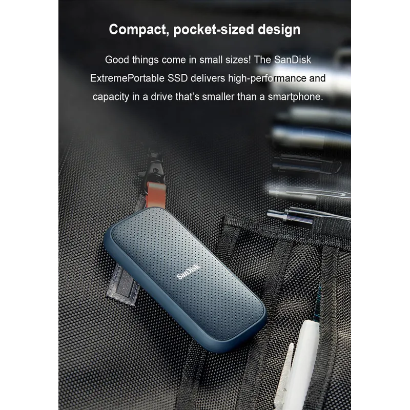 SanDisk E30 Portable SSD USB 3.2 USB-C External HD 1TB 2TB HDD Hard Drive SSD Solid State Drive for Laptop/Desktop External SSD