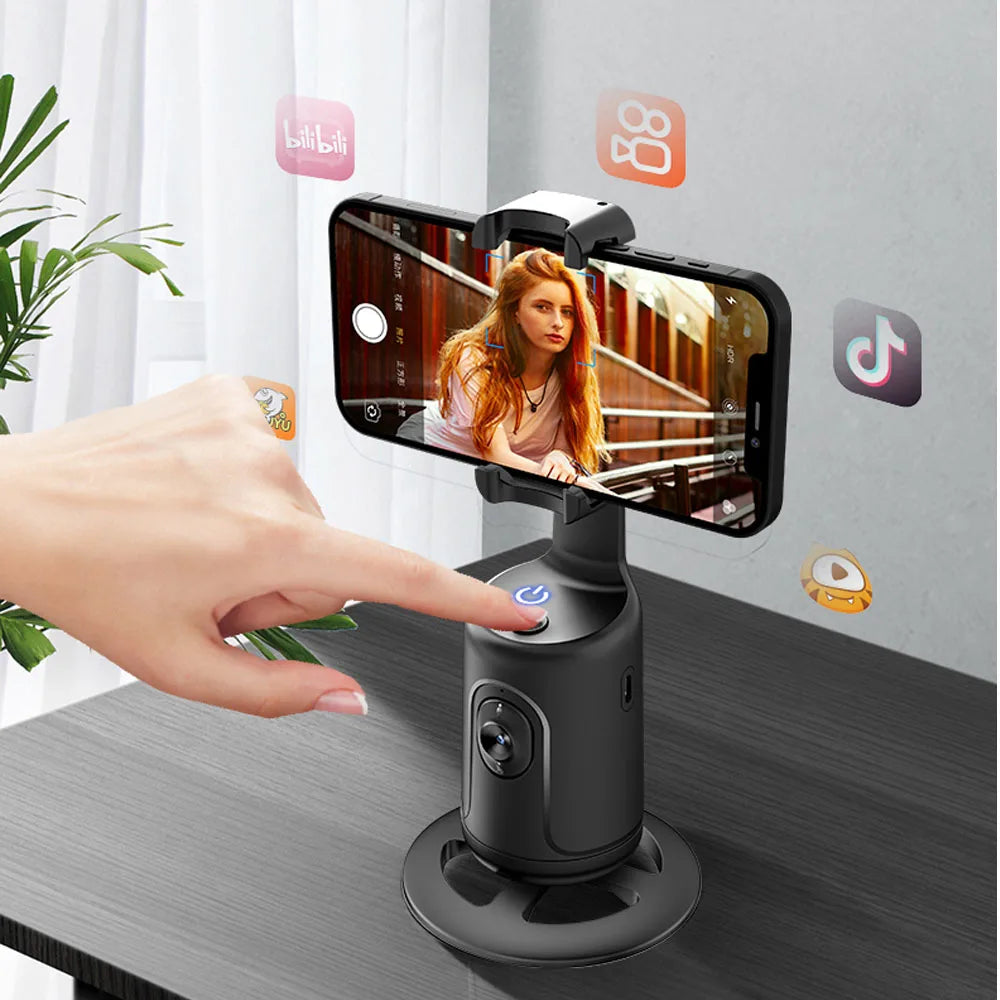 AI Smart Gimbal, 360 °, Auto Face Tracking, Rotação Tudo-em-um, Suporte do Telefone para Smartphone, Vídeo, Vlog, Estabilizador ao Vivo, Tripé