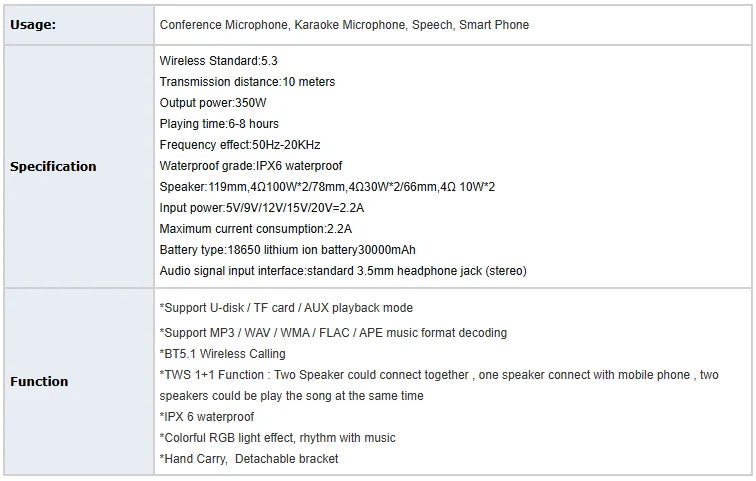 Hopestar alto-falante a80 alto gravador de áudio portátil de alta qualidade 350w rgb subwoofer home theater usb festa computador dc