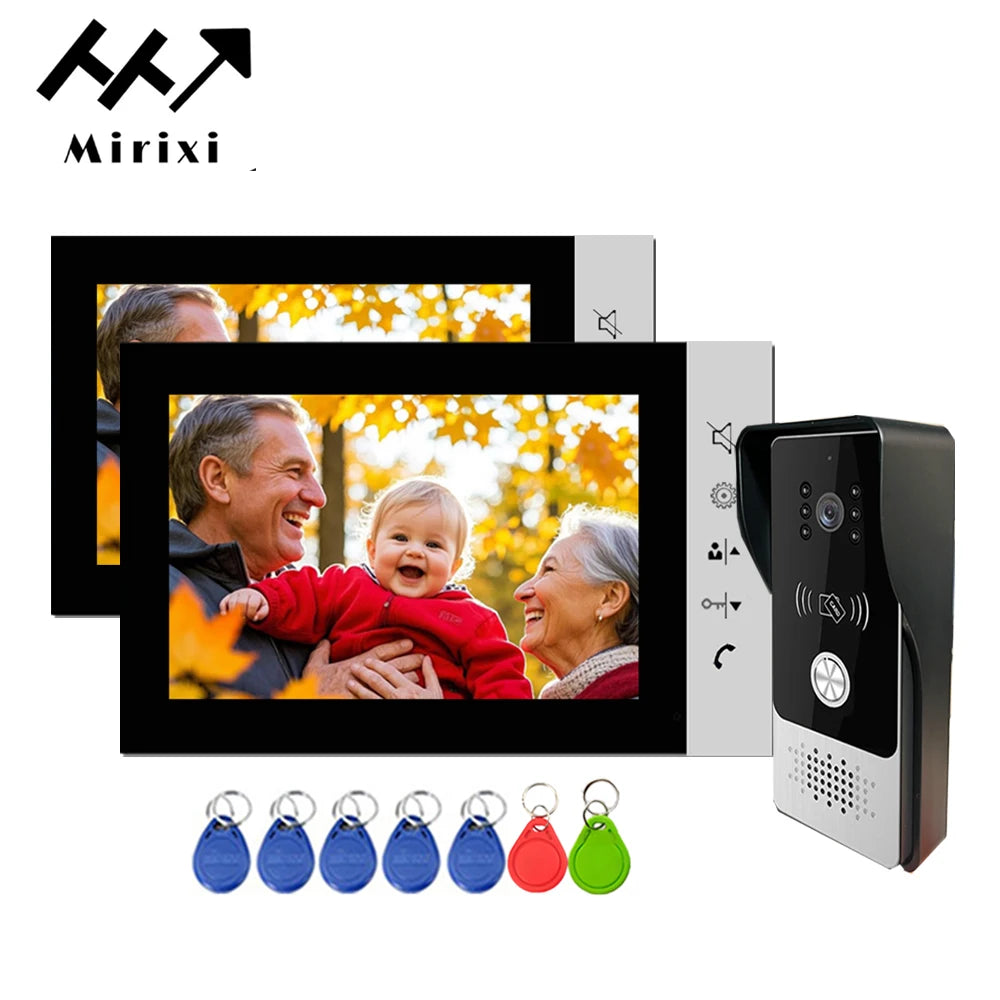 Mirixi 7 Polegada sistema de intercomunicação telefone vídeo porta rfid campainha com câmera desbloquear conversa visão noturna hd para villa apartamento