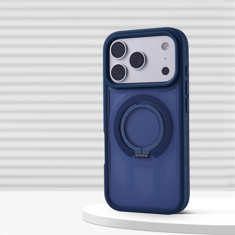 Capa de Telefone Luxuosa com Suporte Magnético Fosco para iPhone 17 Pro Max Air 16 15 14 13 12 Plus para Magsafe, Capa Protetora à Prova de Choque