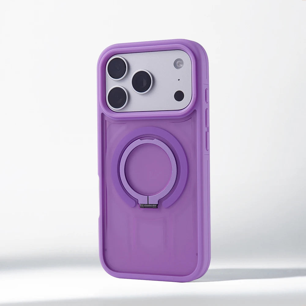 Capa amortecedora com suporte magnético translúcido fosco para iPhone 17 Pro Max Air 16 15 14 Plus 13 12 para Magsafe Capa de carga sem fio