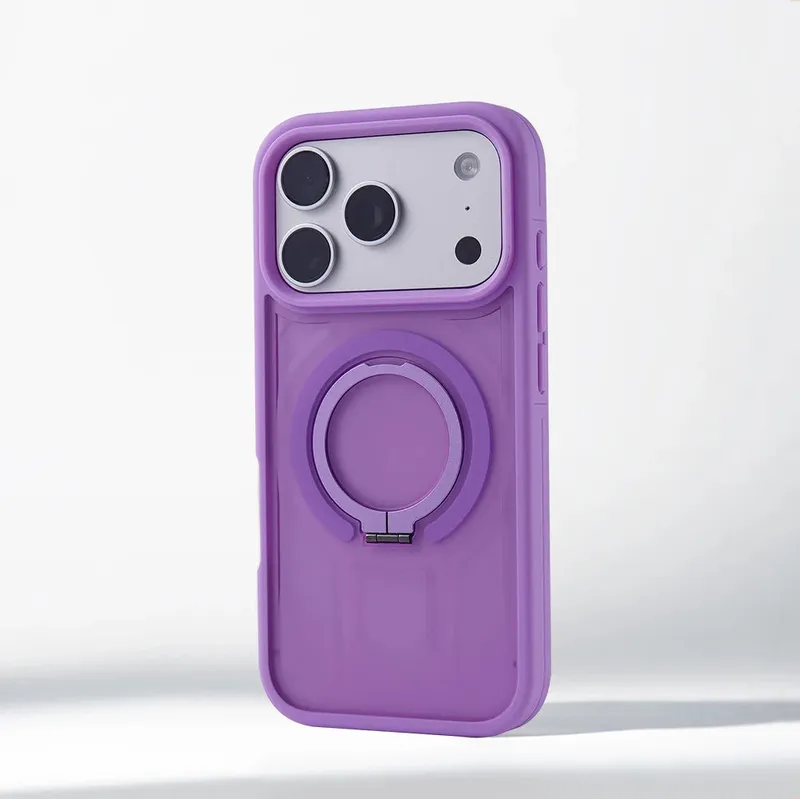 Matte Translucent Magnetic Holder Bumper Case for iPhone 17 Pro Max Air 16 15 14 Plus 13 12 For Magsafe Wireless Charge Cover