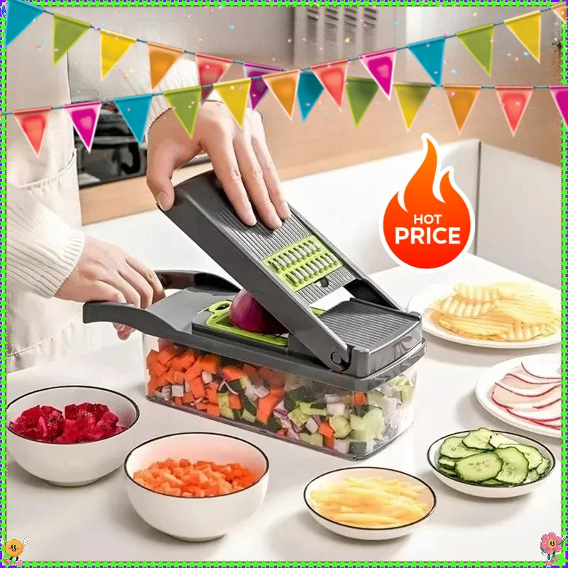 Novo picador de alimentos 5 em 1, adequado para fatiadores portáteis, cortadores, raladores, picador de vegetais multifuncional, ferramenta de cozinha